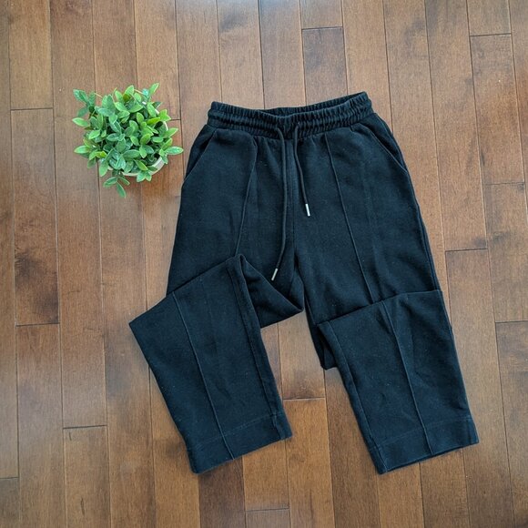 BLACK RIBBED VINTAGE LOUNGE SWEATPANTS - Picture 1 of 3